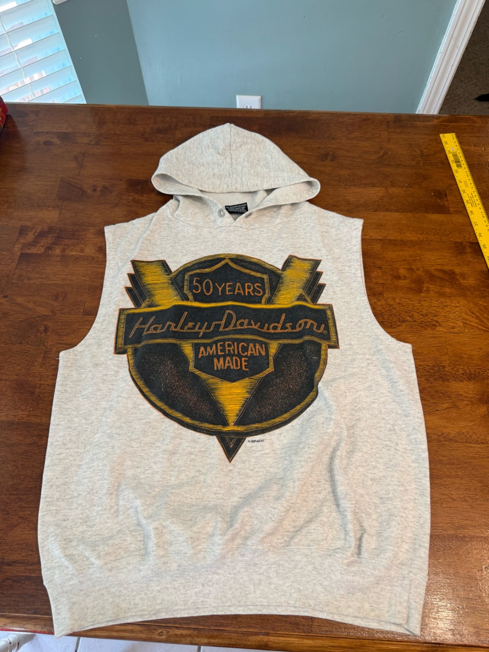 Vintage 1993 Harley Davidson 50 Years American Made Sleeveless Hoodie Vest Large